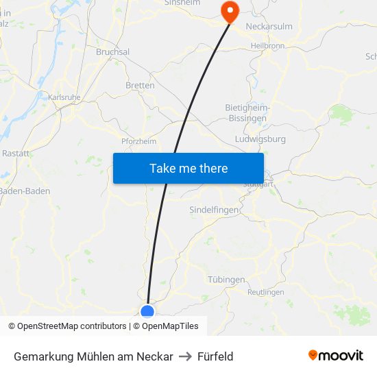 Gemarkung Mühlen am Neckar to Fürfeld map