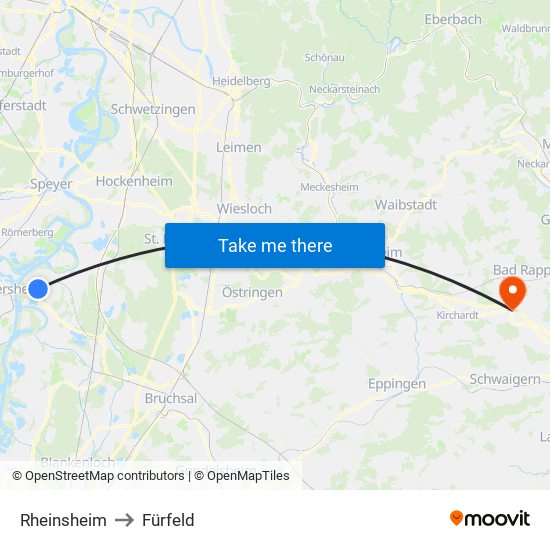 Rheinsheim to Fürfeld map