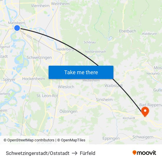 Schwetzingerstadt/Oststadt to Fürfeld map