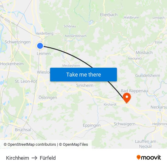 Kirchheim to Fürfeld map