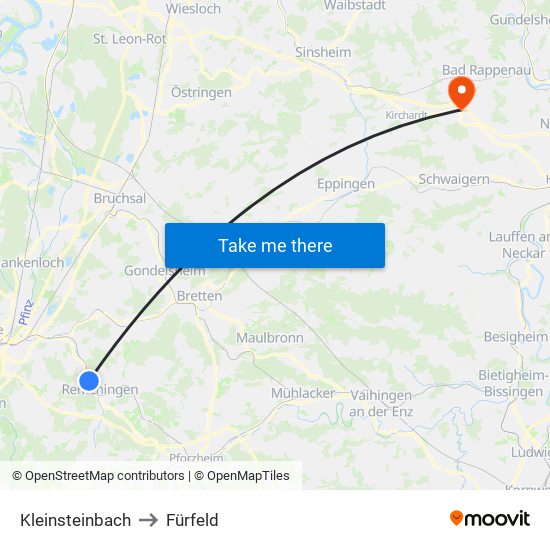Kleinsteinbach to Fürfeld map