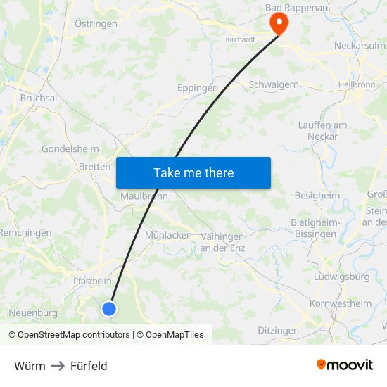 Würm to Fürfeld map