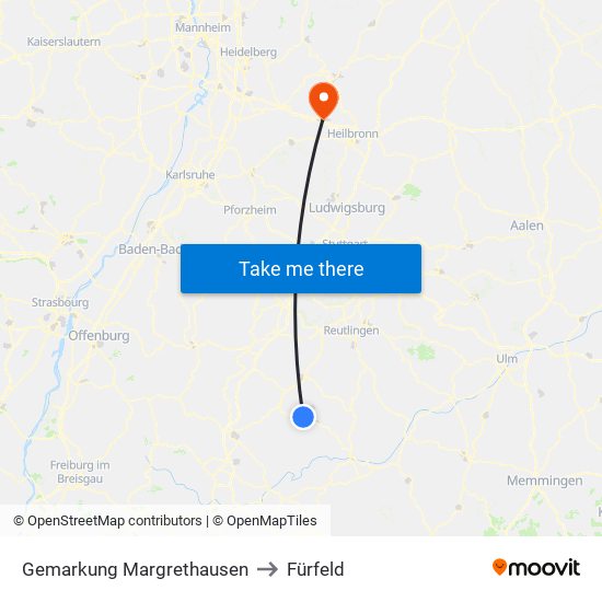 Gemarkung Margrethausen to Fürfeld map