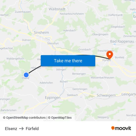 Elsenz to Fürfeld map