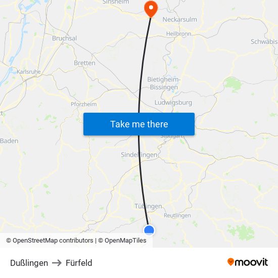 Dußlingen to Fürfeld map