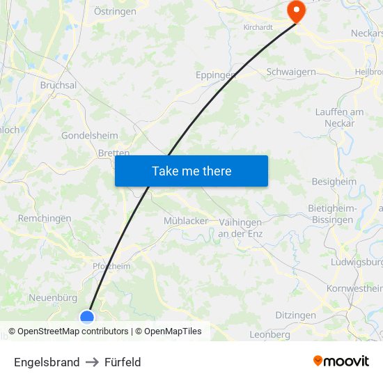 Engelsbrand to Fürfeld map