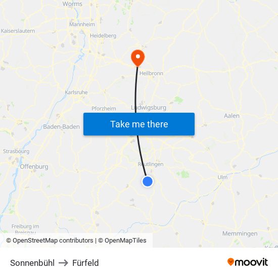 Sonnenbühl to Fürfeld map