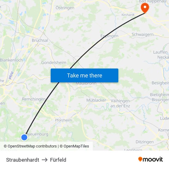 Straubenhardt to Fürfeld map