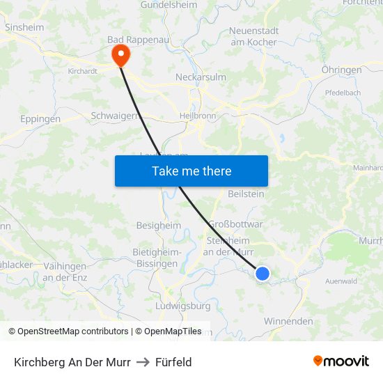 Kirchberg An Der Murr to Fürfeld map