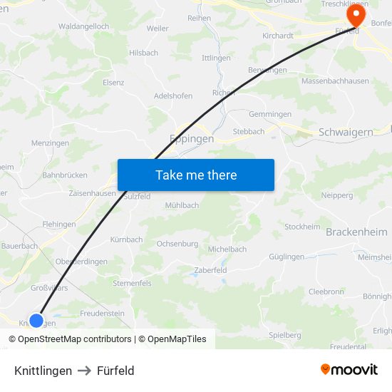 Knittlingen to Fürfeld map