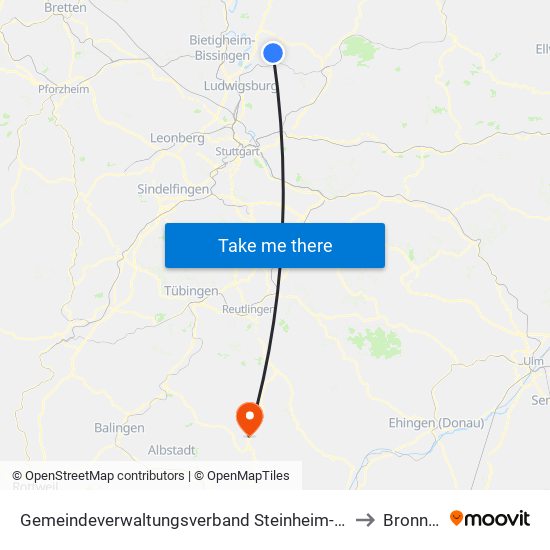 Gemeindeverwaltungsverband Steinheim-Murr to Bronnen map