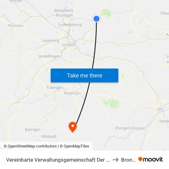 Vereinbarte Verwaltungsgemeinschaft Der Stadt Backnang to Bronnen map