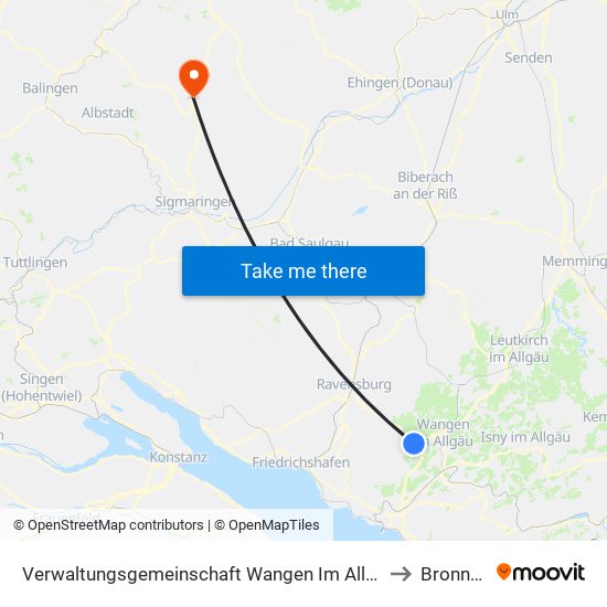 Verwaltungsgemeinschaft Wangen Im Allgäu to Bronnen map