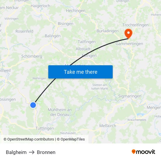 Balgheim to Bronnen map