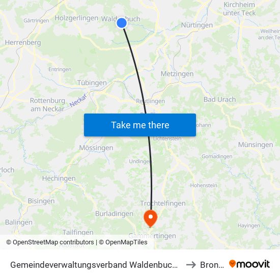 Gemeindeverwaltungsverband Waldenbuch/Steinenbronn to Bronnen map