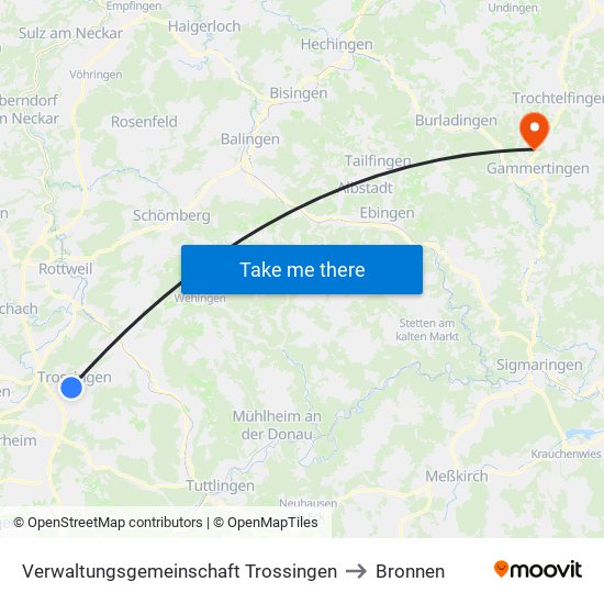 Verwaltungsgemeinschaft Trossingen to Bronnen map