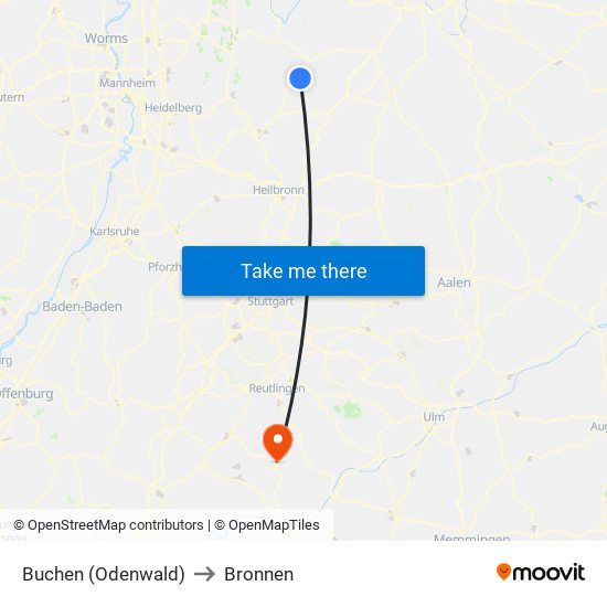 Buchen (Odenwald) to Bronnen map