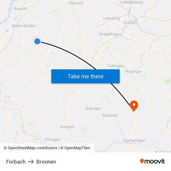 Forbach to Bronnen map