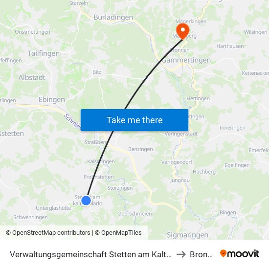 Verwaltungsgemeinschaft Stetten am Kalten Markt to Bronnen map