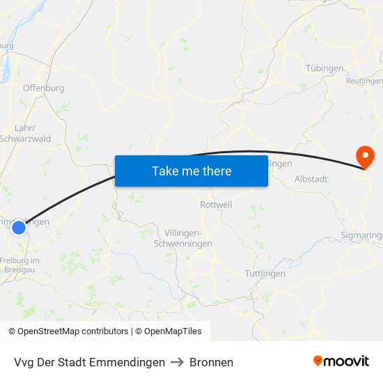 Vvg Der Stadt Emmendingen to Bronnen map