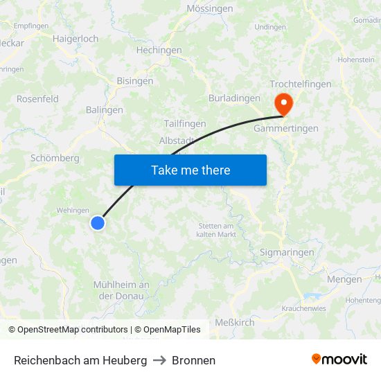 Reichenbach am Heuberg to Bronnen map