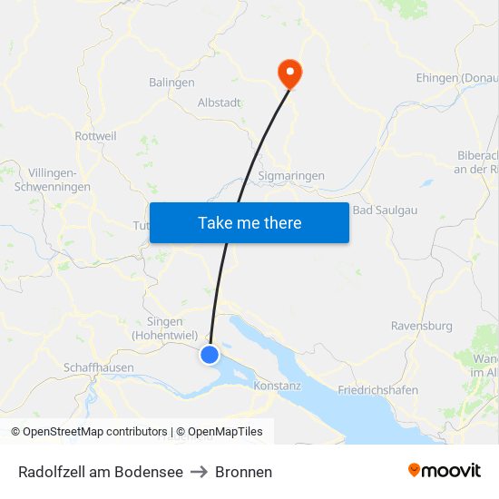 Radolfzell am Bodensee to Bronnen map