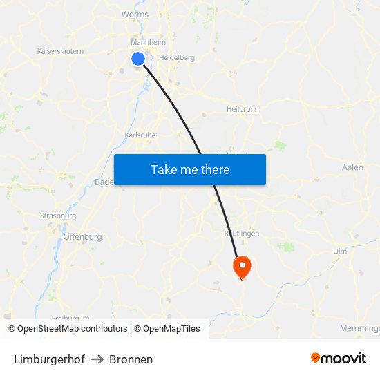 Limburgerhof to Bronnen map