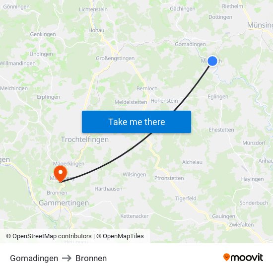 Gomadingen to Bronnen map