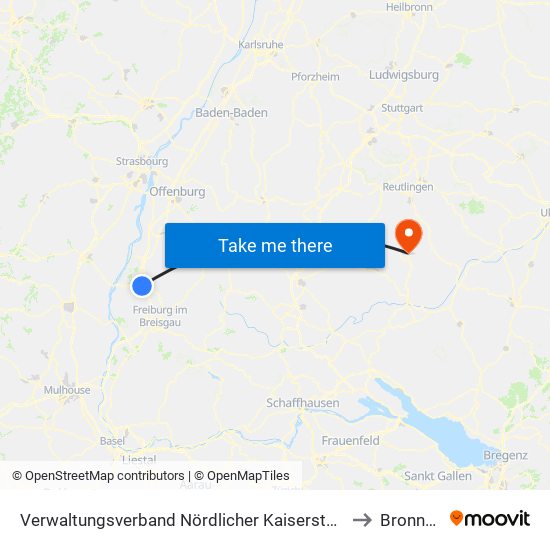 Verwaltungsverband Nördlicher Kaiserstuhl to Bronnen map