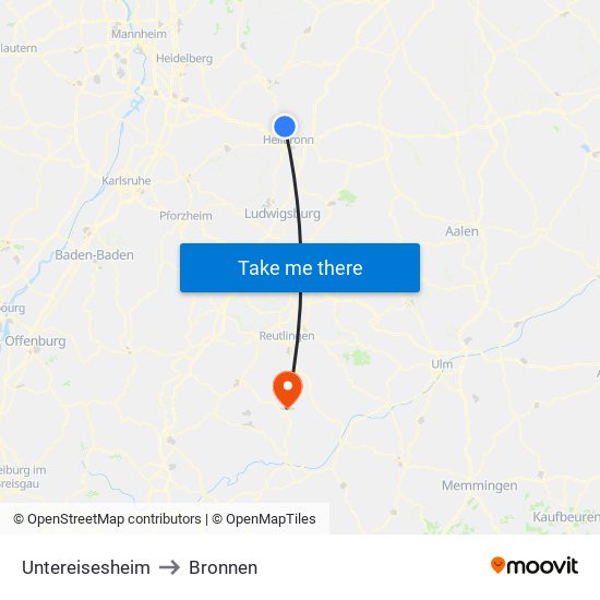 Untereisesheim to Bronnen map
