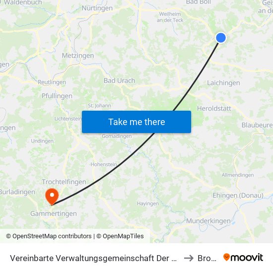 Vereinbarte Verwaltungsgemeinschaft Der Gemeinde Deggingen to Bronnen map