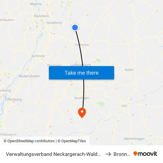 Verwaltungsverband Neckargerach-Waldbrunn to Bronnen map