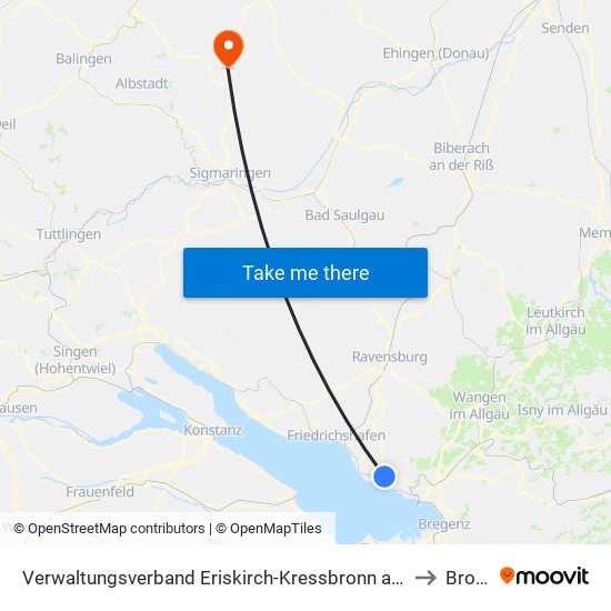 Verwaltungsverband Eriskirch-Kressbronn am Bodensee-Langenargen to Bronnen map