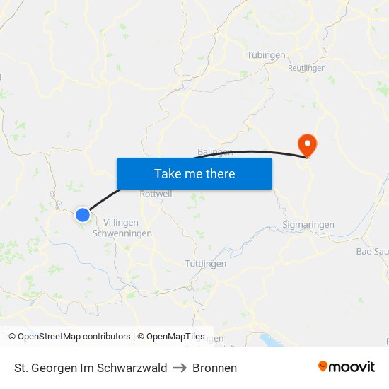 St. Georgen Im Schwarzwald to Bronnen map