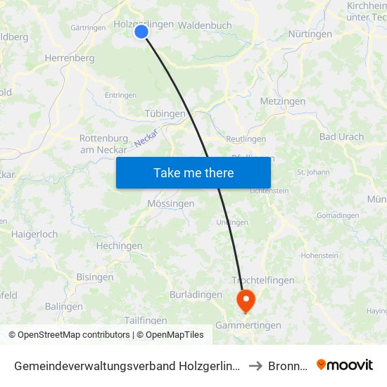 Gemeindeverwaltungsverband Holzgerlingen to Bronnen map