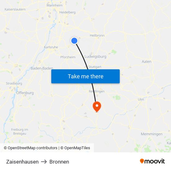 Zaisenhausen to Bronnen map