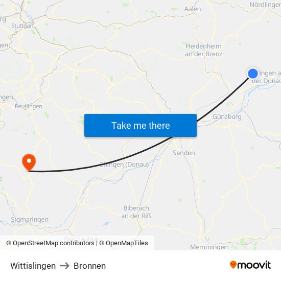 Wittislingen to Bronnen map