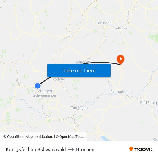 Königsfeld Im Schwarzwald to Bronnen map