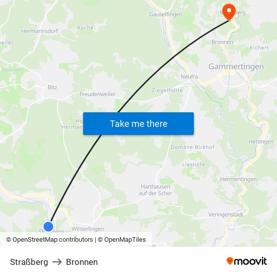 Straßberg to Bronnen map