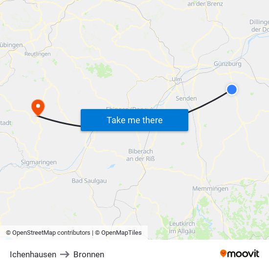 Ichenhausen to Bronnen map