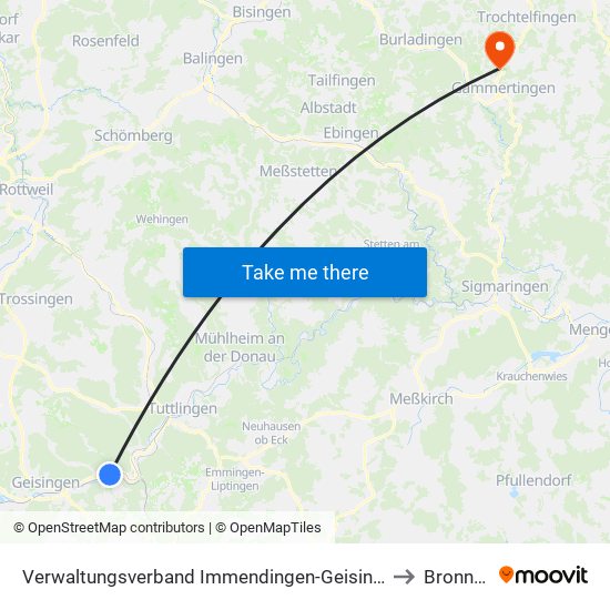 Verwaltungsverband Immendingen-Geisingen to Bronnen map