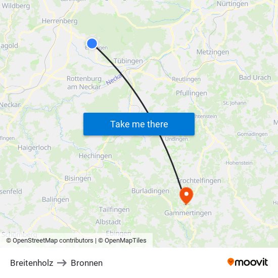 Breitenholz to Bronnen map