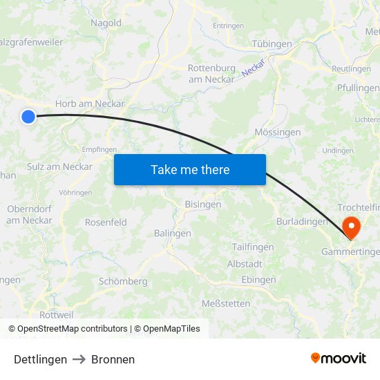 Dettlingen to Bronnen map