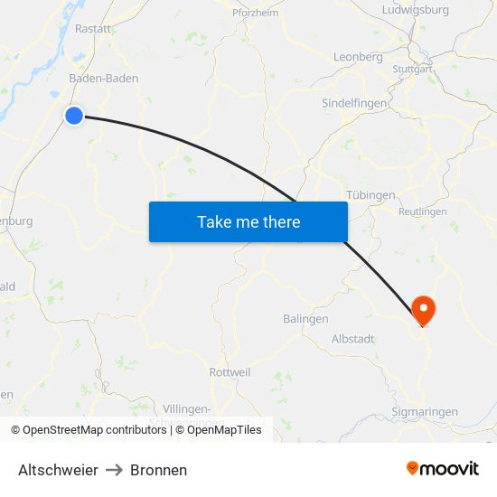 Altschweier to Bronnen map