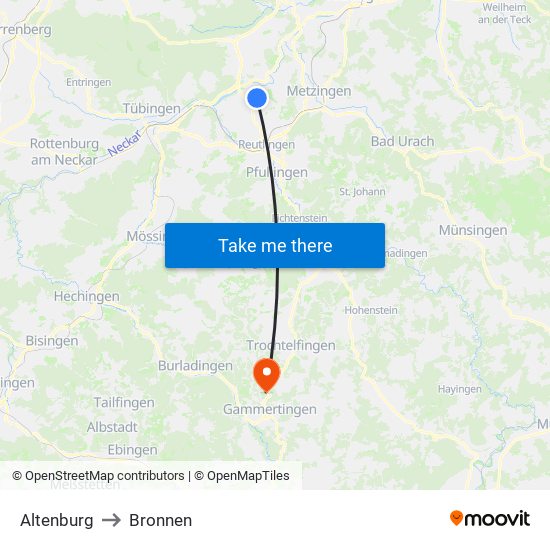 Altenburg to Bronnen map