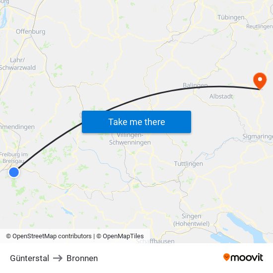 Günterstal to Bronnen map