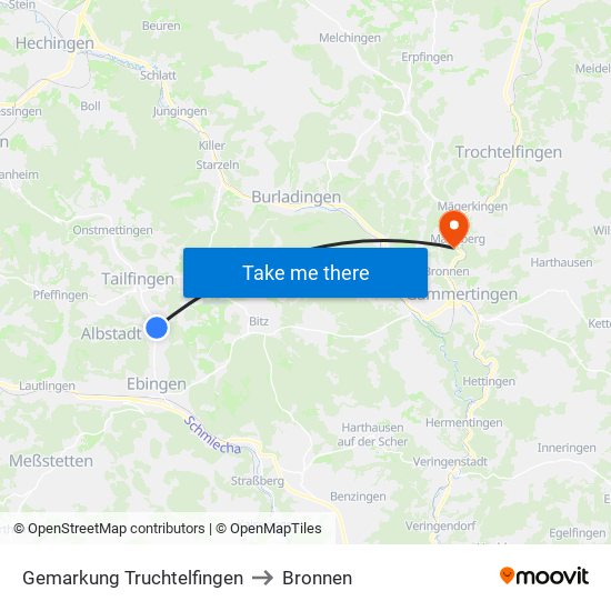 Gemarkung Truchtelfingen to Bronnen map