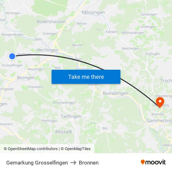 Gemarkung Grosselfingen to Bronnen map