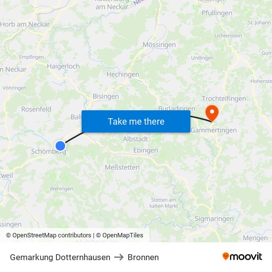 Gemarkung Dotternhausen to Bronnen map