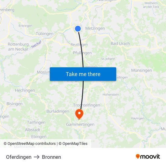 Oferdingen to Bronnen map